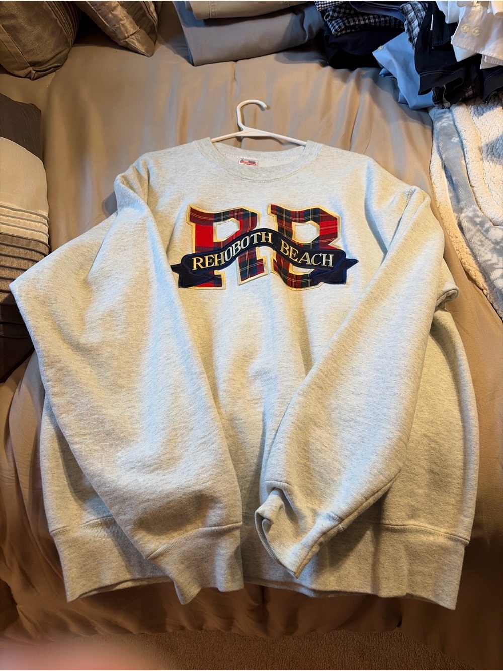 Fruit of the Loom Light Gray Rehoboth Beach Graphic Crewneck